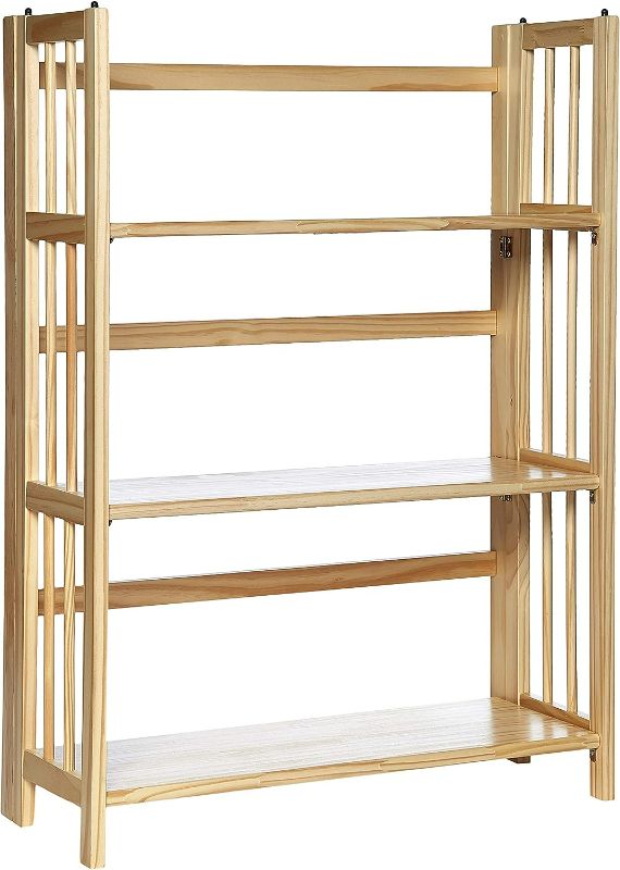 Photo 1 of *Large-ish Crack, See Photos** Casual Home 3-Shelf Folding Stackable Bookcase (27.5" Wide)-Natural 