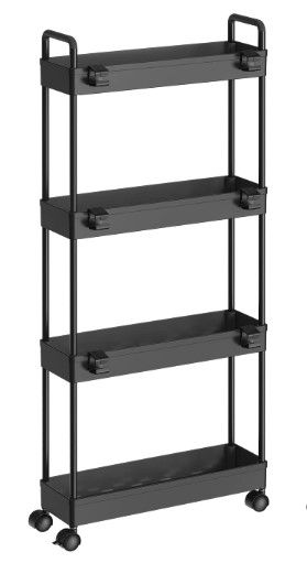 Photo 1 of  4 Tier Slim Storage Cart, Bathroom Organizer Laundry Room Organization Mobile Shelving Unit Slide Out Rolling Rack with Wheels