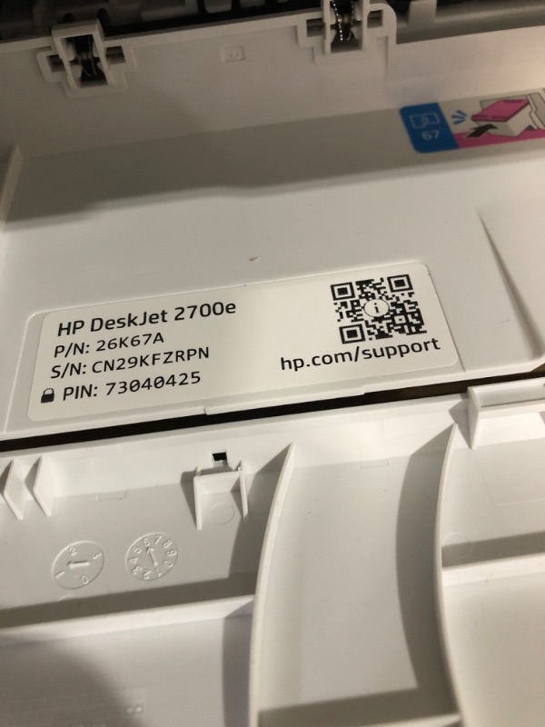 Photo 1 of HP DeskJet 2755e Wireless Color All-in-One Printer with bonus 6 months Instant Ink (26K67A), white