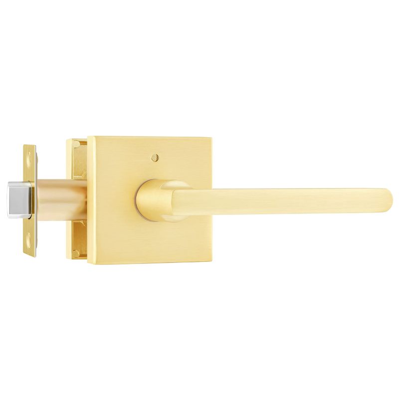 Photo 1 of **NEW**Leydebong 1 Pack Gold Door Handles, Keyless Privacy Door Levers Satin Brass Finish (Push Button Lock)