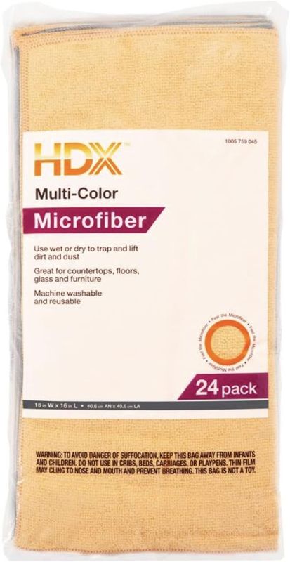 Photo 1 of **NEW**HDX 16 in. x 16 in. Multi-Purpose Microfiber Cloth (24-Pack)