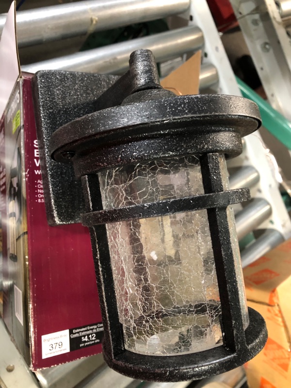 Photo 2 of **see notes**Westbury Collection Aged Iron Outdoor LED Wall Lantern Sconce with Crackle Glass