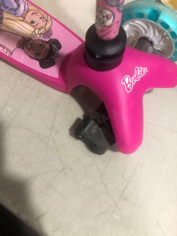 Photo 3 of * USED * 
Self Balancing Kick Scooter - Extra Wide Deck, 3 Wheel Platform, Foot Activated Brake, 75 Lbs Limit, Kids & Toddlers, Girls Or Boys, Ages 3 and Up Barbie