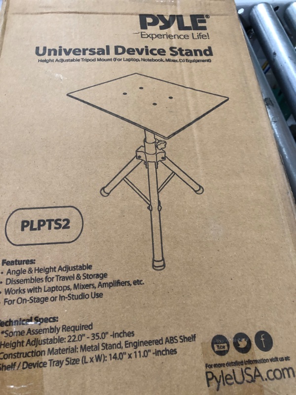 Photo 1 of Universal Laptop Projector Tripod Stand - Computer, Book, DJ Equipment Holder Mount Height Adjustable Up to 35 Inches w/ 14'' x 11'' Plate Size - Perfect for Stage or Studio Use - PylePro PLPTS2