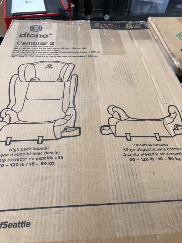 Photo 3 of Diono Cambria 2 XL 2022, Dual Latch Connectors, 2-in-1 Belt Positioning Booster Seat, High-Back to Backless Booster with Space and Room to Grow, 8 Years 1 Booster Seat, Blue NEW! Blue