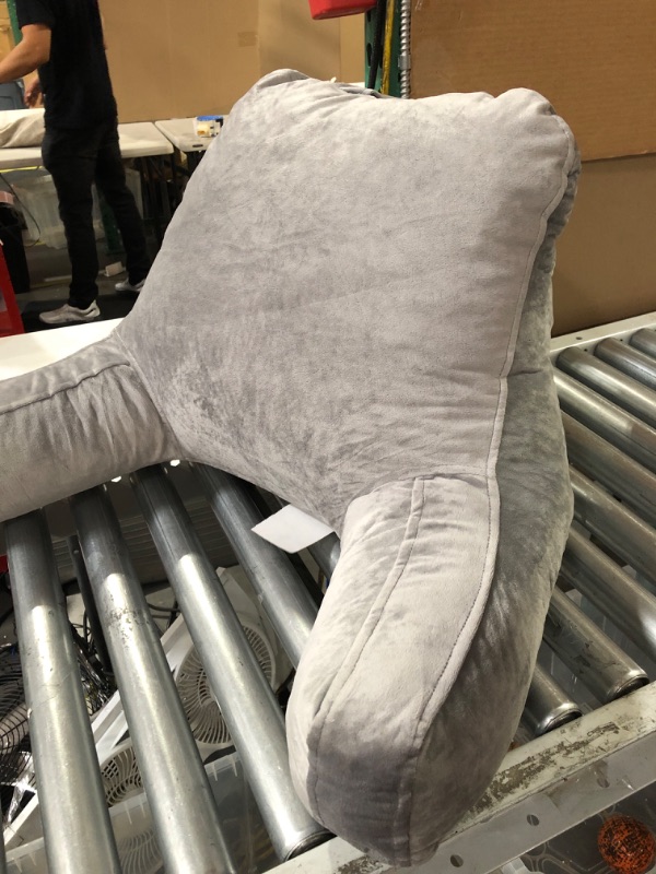 Photo 2 of * USED * 
 Reading Pillow with Shredded Memory Foam, Large Adult Backrest with Arms, Back Support for Sitting Up in Bed with Washable Cover (Sit up Pillow)