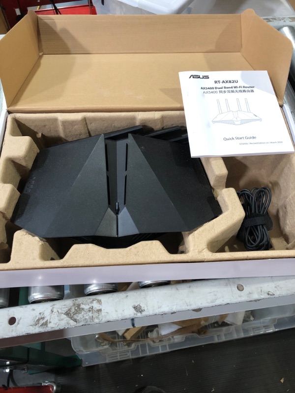 Photo 2 of ASUS AX5400 WiFi 6 Gaming Router (RT-AX82U) - Dual Band Gigabit Wireless Internet Router, AURA RGB, Gaming & Streaming, AiMesh Compatible, Included Lifetime Internet Security AX5400 Router