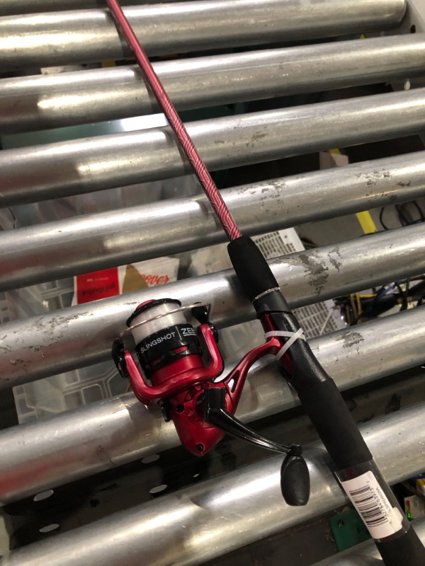 Photo 2 of * PARTS * 
Zebco Slingshot Spinning Reel and Fishing Rod Combo, 2-Piece Medium-Light Durable Fiberglass Rod, Comfortable EVA Handle, Pre-Spooled with 8-Pound Cajun Fishing Line 6'0" Rod - Red