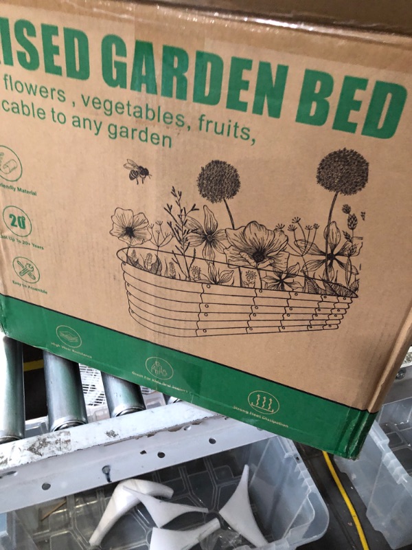 Photo 1 of Land Guard Galvanized Raised Garden Bed Kit, Galvanized Planter Garden Boxes Outdoor, Oval Large Metal for Vegetables