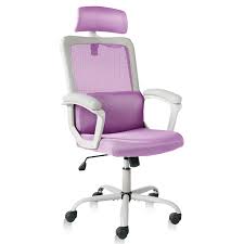 Photo 1 of Office Executive Chair, Computer Chair Ergonomic Lumbar Support Mesh High Back Desk Chair, All Day Comfort Height Adjustable Swivel Rolling Chair (Purple)