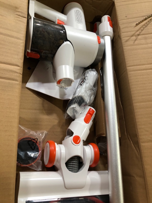 Photo 3 of * USED * 
Redkey Cordless Vacuum with Large Touch Screen 25 Kpa Suction 250W Stick Vacuum 6 in 1, White & Orange