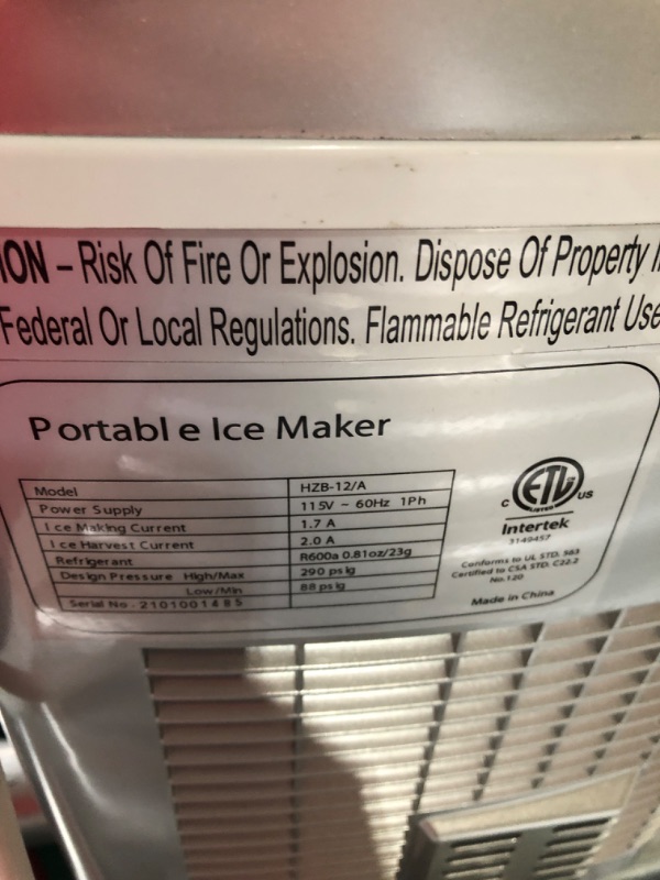 Photo 3 of * USED * 
Prime Home Direct Ice Makers Countertop - Portable Ice Maker - Self-Cleaning Ice Maker - Makes Ice in 6 Minutes, 26 Lbs in 24 Hrs - Ice Machine with Scoop and Basket - Nugget Ice Maker