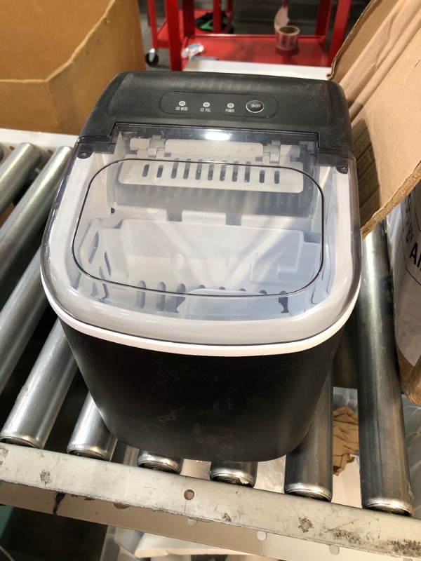Photo 2 of * USED * 
Countertop Ice Maker, Ice Maker Machine 6 Mins 9 Bullet Ice, 26.5lbs/24Hrs, Portable Ice Maker Machine with Self-Cleaning, Ice Bags, Ice Scoop, and Basket, Ice Maker for Home/Kitchen/Office/Party HZB-12/H Black