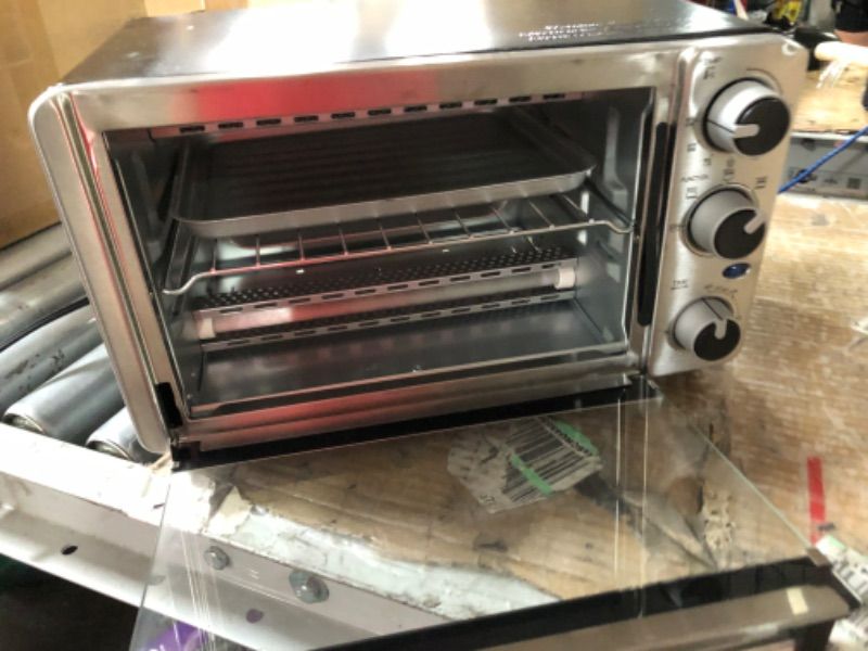 Photo 2 of * DAMAGED * 
Go4max 4-Slice Countertop Toaster Oven - with RackBake Pan & Timer, Grey