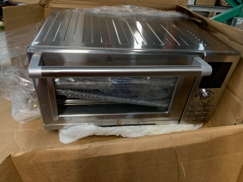 Photo 1 of **DAMAGED**  Limited-time deal: Nuwave Bravo Air Fryer Toaster Oven Combo, 12-in-1 Smart Convection Ovens Countertop 30QT with Integrated Digital Temperature Probe, Tray, Basket, Fry Rack and Recipes 