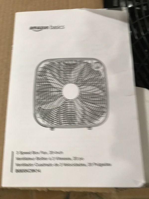 Photo 2 of ***fan works but not very well**sold for parts***
Amazon Basics 3 Speed Box Fan, 20-Inch 20-inch Box Fan