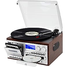 Photo 1 of **USED**
MUSITREND Record Player 9 in 1 3 Speed Bluetooth Vintage Turntable CD Cassette Vinyl Player AM/FM Radio USB/SD Encoding Aux-in RCA Line-Out (Silver)