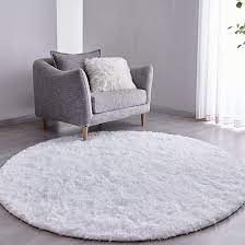 Photo 2 of * USED * 
Faux Fur Rug for Bedroom, White Fluffy Round Rug for Kids Room, Small Furry Circle