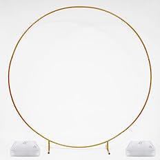Photo 1 of * PARTS * 
7.2FT Round Wedding Arch, Gold Circle Arch with Stands Metal Hoop for Floral Balloon Garland Birthday Wedding Photo Background Decorations