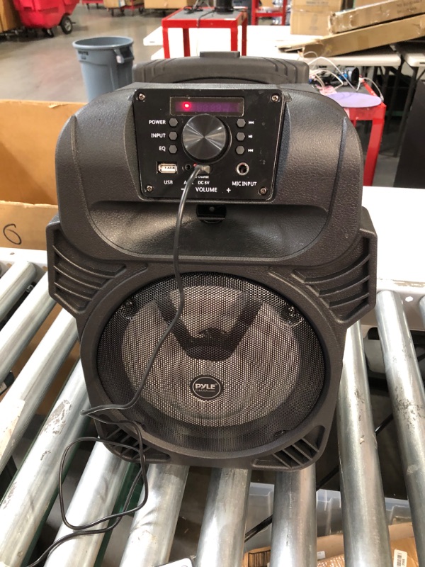 Photo 2 of 400W Portable Bluetooth PA Loudspeaker - 8” Subwoofer System, 4 Ohm/55-20kHz, USB/MP3/FM Radio/ ¼ Mic Inputs, Multi-Color LED Lights, Built-in Rechargeable Battery w/ Remote Control - Pyle PPHP844B