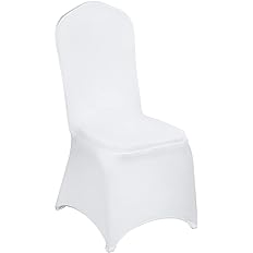 Photo 1 of 100 Pcs White Chair Covers Polyester Spandex Chair Cover Stretch Slipcovers for Wedding Party Dining Banquet Flat-Front Chair Covers