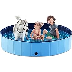 Photo 1 of * USED * 
Foldable Dog Pet Bath Pool Collapsible Dog Pet Pool Bathing Tub Kiddie Pool for Dogs Cats & Kids (63".D x 11.8".H, Blue)