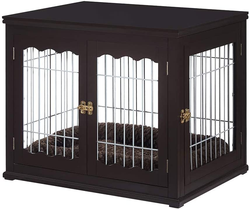 Photo 1 of **STOCK PHOTO AS REFRENCE** unipaws Furniture Style Dog Crate with Cushion and Tray, BLACK