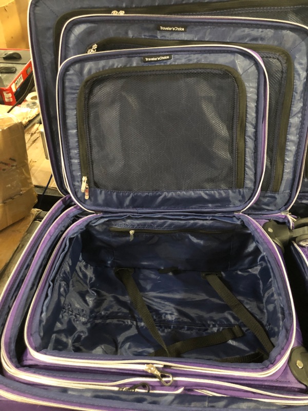 Photo 5 of ***USED****
Traveler's Choice Lares Softside Expandable Luggage with Spinner Wheels, Purple, Set of 3