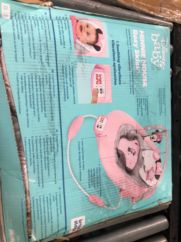 Photo 2 of Bright Starts Minnie Mouse Rosy Skies Cradling Baby Bouncer - Pink