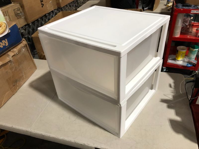 Photo 2 of ***DAMAGED - SEE NOTES***
IRIS USA 47 Quart Extra Large Stacking Storage Drawer,White 2 Pack Drawer