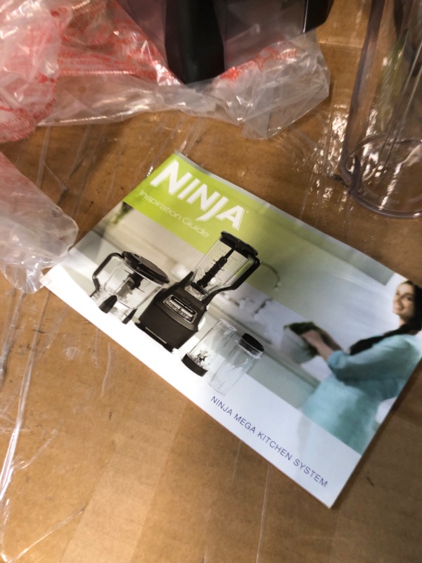 Photo 1 of Ninja BL770 Mega Kitchen System, 1500W, 4 Functions for Smoothies, Processing, Dough, Drinks & More, with 72-oz.* Blender Pitcher, 64-oz. Processor Bowl, (2) 16-oz. To-Go Cups & (2) Lids, Black Black with 2 Nutri Ninja Cups + Lids