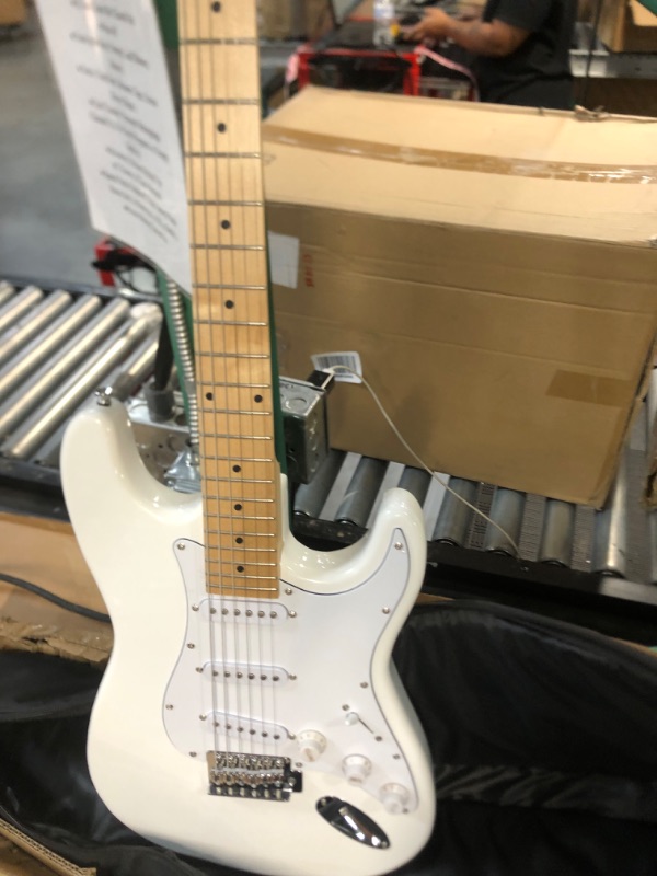 Photo 3 of Monoprice Cali Classic Electric Guitar - White, 6 Strings, Double-Cutaway Solid Body, Right Handed, SSS Pickups, Full-Range Tone, With Gig Bag, Perfect for Beginners - Indio Series White Guitar