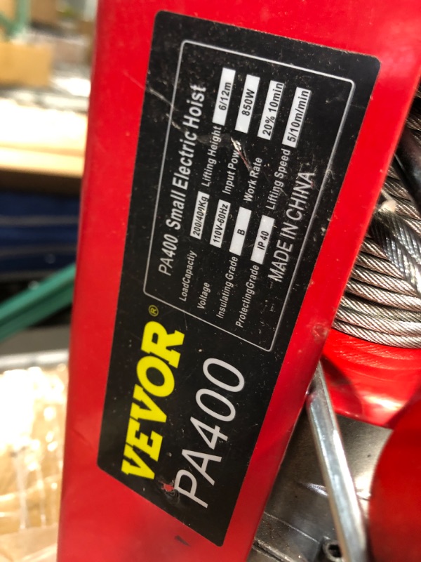 Photo 3 of **SEE NOTES***
VEVOR Electric Hoist with Wireless Remote Control 440LBS & Single/Double Slings Electric Winch, 110V Electric Hoist 