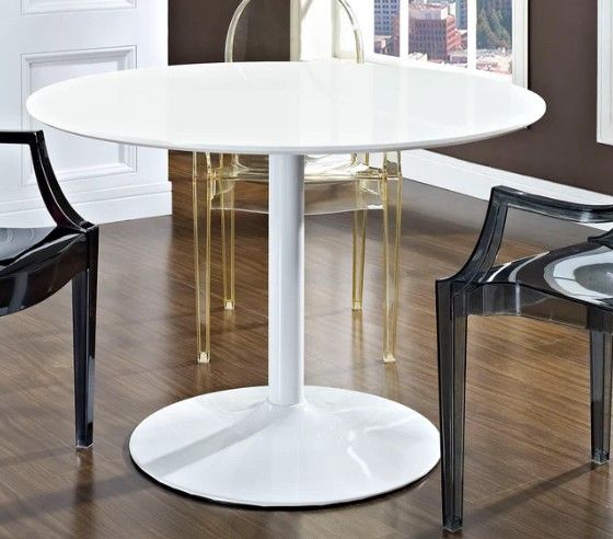 Photo 1 of MINOR MARKS AND SCRATCHES ON*****Modway Revolve Round Wood Dining Table - White - EEI-785***** 