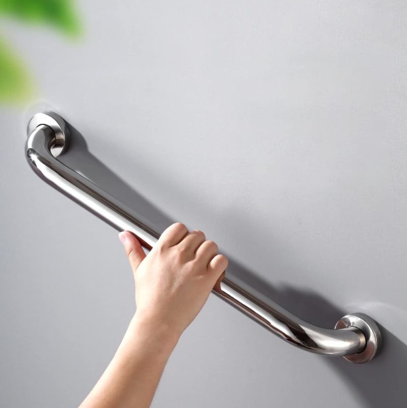 Photo 1 of *STOCK PHOTO REFERENCE ONLY,* Pack Grab Bar Rail for Bathroom,Stainless Steel Safety Support Handle,Anti-Slip Handrail Handicap Elderly Senior Assist Come with Mounted Screws Disabled aids 30-60cm/11.8-23.6in(50cm/19.6in,A) A 50cm/19.6in