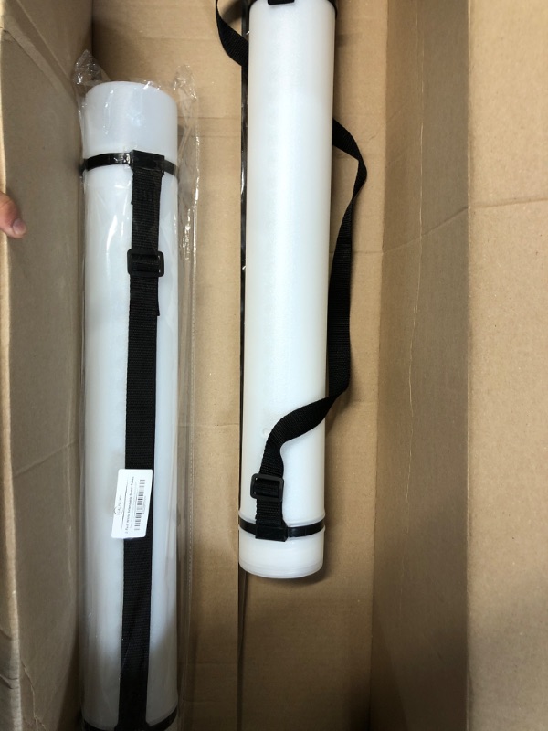 Photo 3 of (2 Pack) White Expandable Poster Tube with Strap - Storage Tubes with Caps and Labels for Use as Document Tubes, and Blueprint Tube Holders - Poster Tube Carrier Expands from 24.75" to 40"