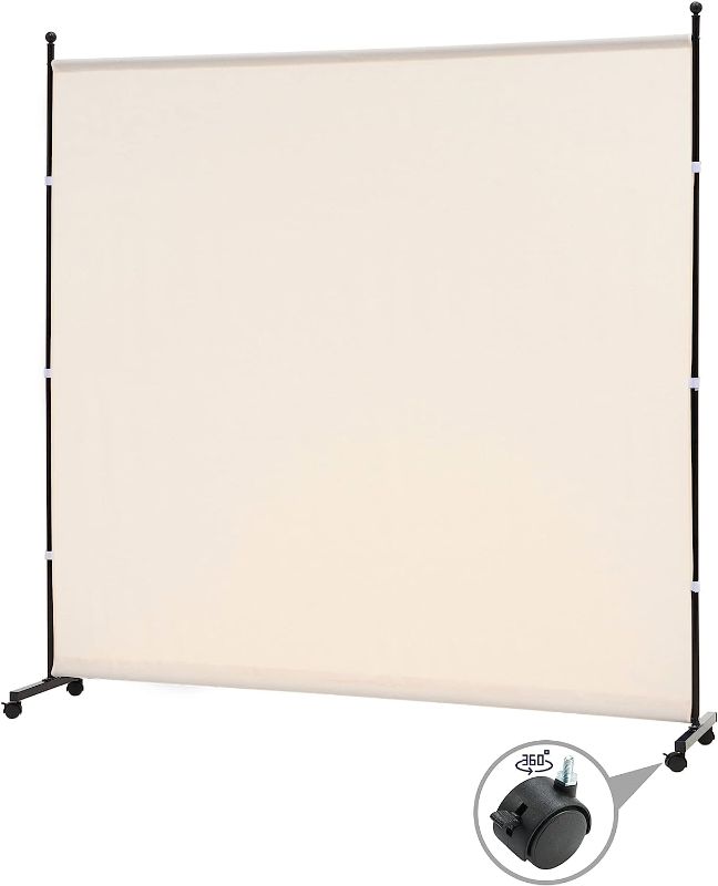 Photo 1 of **item missing instructions**
SIMFLAG Privacy Screen Room Divider 6FT Single Panel Room Divider with Wheels (Beige)