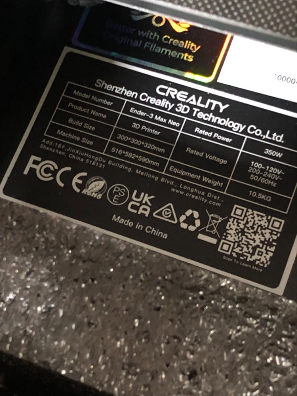 Photo 1 of Creality Ender 3 Max Neo 3D Printer 11.8x11.8x12.6in