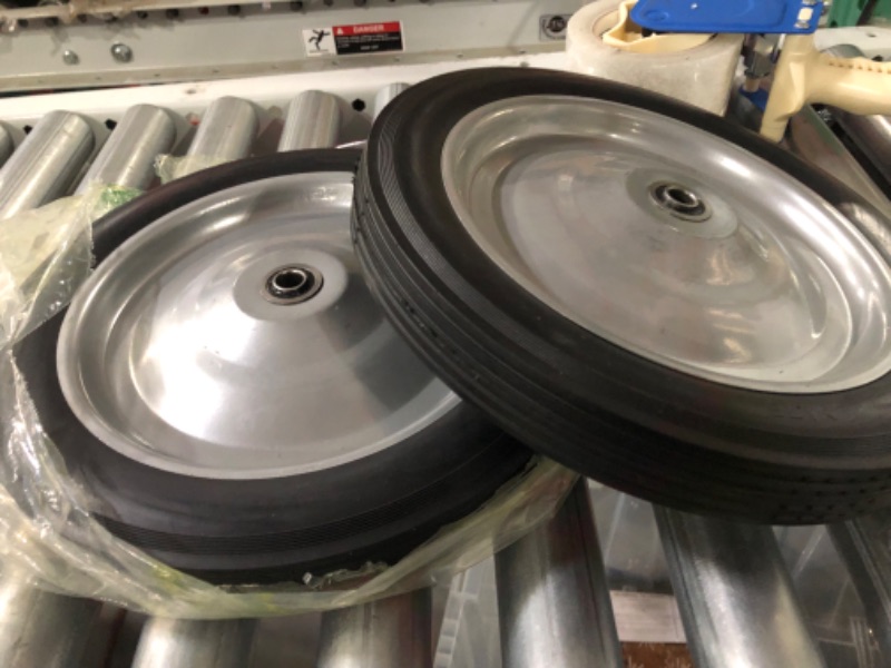 Photo 1 of AR-PRO 12” x 1.75” Flat Free Solid Rubber Wheel Assemblies - With Ball Bearings and 1/2” Bore Hole Diameter 