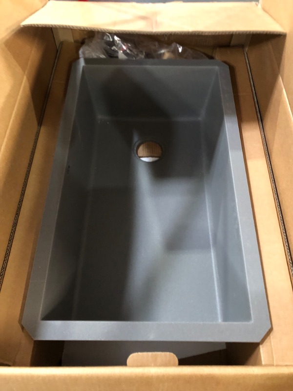 Photo 2 of (USED/ Mussing parts) Kraus KGU-55GREY Forteza Granite Kitchen Sink, 32 Inch, Grey Gray 31.75 Undermount