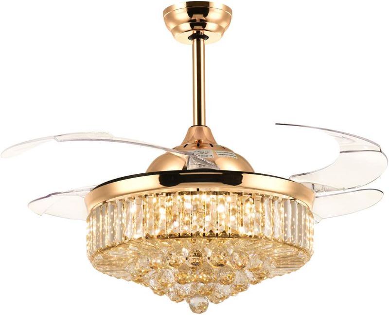 Photo 1 of **SEE NOTES**
ceiling fan with light Fandelier Crystal Chandelier Ceiling Fan, 42"