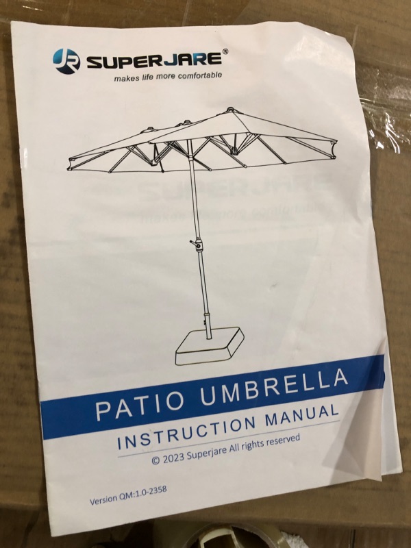 Photo 4 of 15x9ft Double-Sided Patio Umbrella Outdoor Market Umbrella Large Sunbrella  (GREY