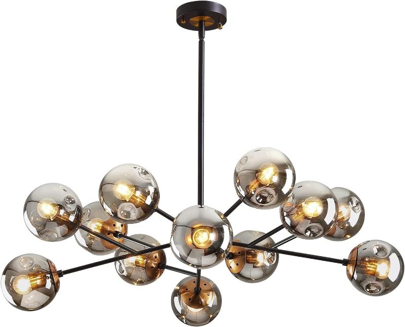 Photo 1 of **SEE NOTES**
DDLLDESHI 16 Lights Modern Chandelier with Globe Glass Shade Black Pendant Light Ceiling Lighting Fixture for Farmhouse Dining Room Kitchen Bedroom and Living Room
