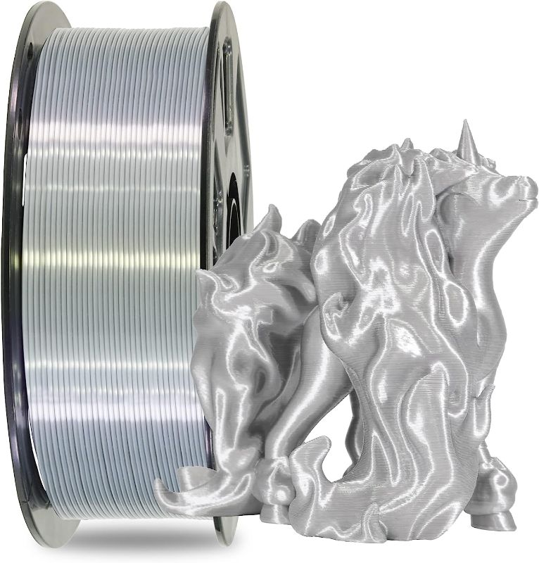 Photo 1 of OEM MIKA3D Silk Metalic Shiny Silver PLA 1.75mm 3D Printer Filament, SILK SILVER