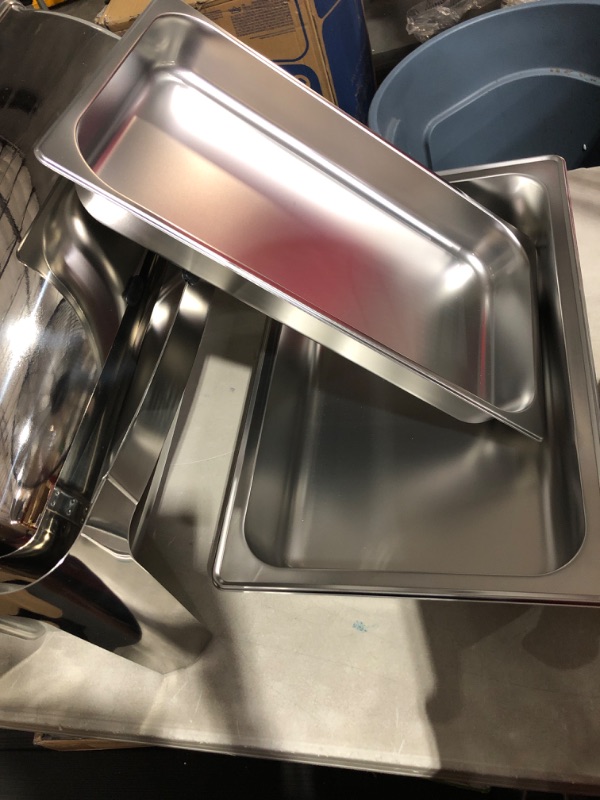 Photo 5 of (USED) ROVSUN  Roll Top Chafing Dish Buffet , 9 Quart Full Size Pan Chafer, Stainless Steel 