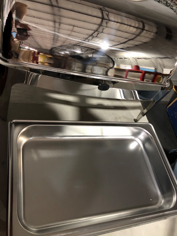 Photo 3 of (USED) ROVSUN  Roll Top Chafing Dish Buffet , 9 Quart Full Size Pan Chafer, Stainless Steel 
