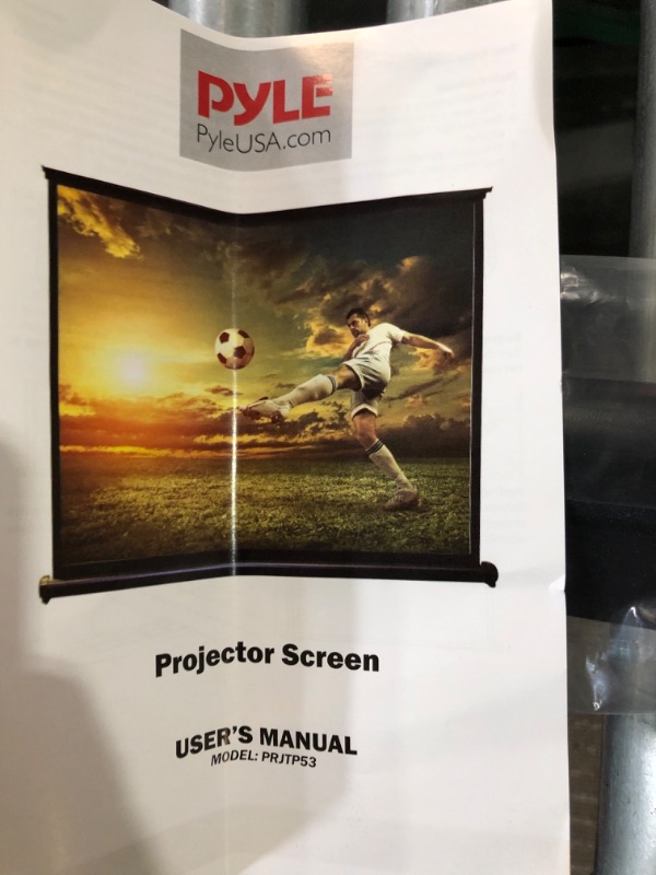 Photo 2 of Pyle 50" Inch Portable Projector Screen - Portable Floor Standing Fold-Out Roll-Up Tripod Manual, Office Presentation, Quick Assembly - PRJTP53