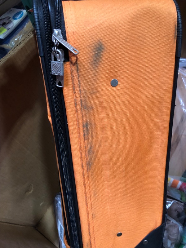 Photo 1 of Rockland Fashion Softside Upright Luggage Set, Orange, 2-Piece (14/19) 2-Piece Set (14/19) Orange Standard Packaging