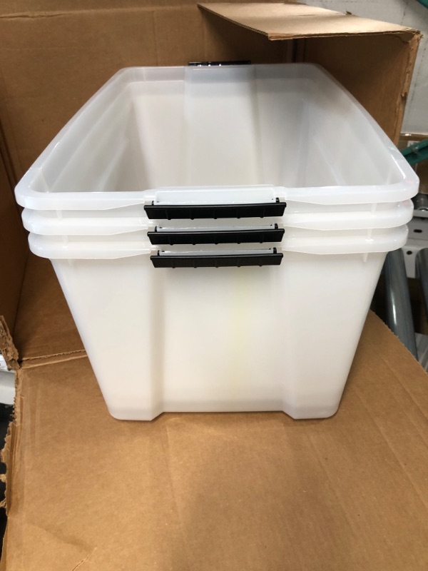 Photo 4 of ***SEE NOTES**IRIS USA 72 Qt. Plastic Storage Bin Tote Organizing Container 72 QT            ***3 BINS 2 LIDS ***