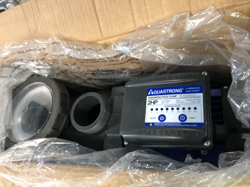 Photo 2 of (PARTS ONLY) AQUASTRONG 2 HP In/Above Ground Pool Pump with Timer,